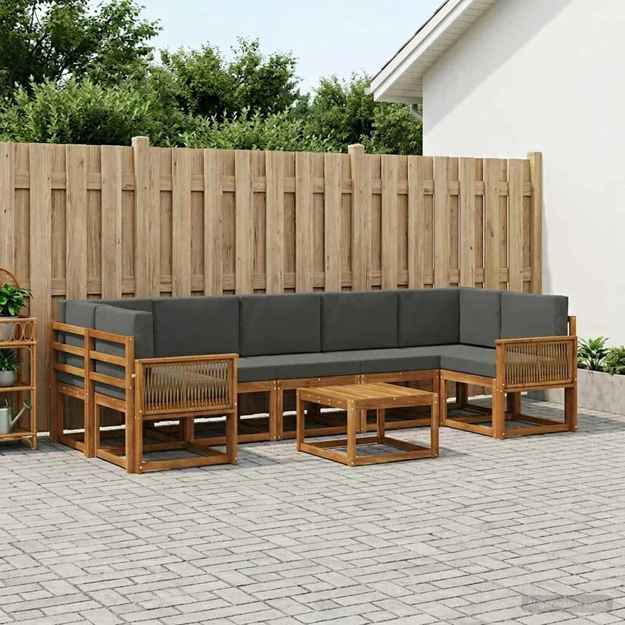 Ensemble de canapés d'extérieur 8 pcs Naturel et Anthracite
