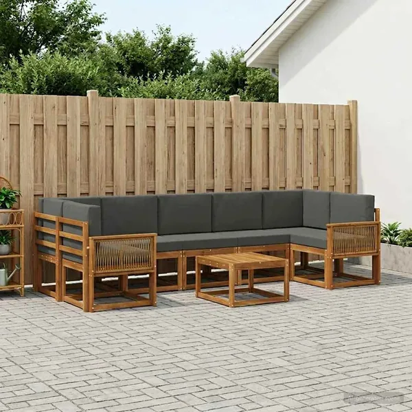 Ensemble de canapés d'extérieur 8 pcs Naturel et Anthracite