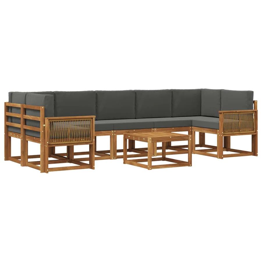 Ensemble de canapés d'extérieur 8 pcs Naturel et Anthracite - 2