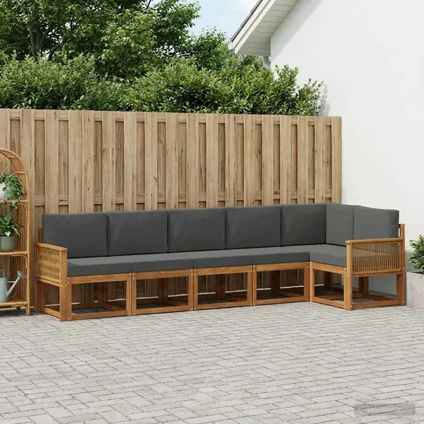 Ensemble de canapés d'extérieur 6 pcs Naturel et Anthracite