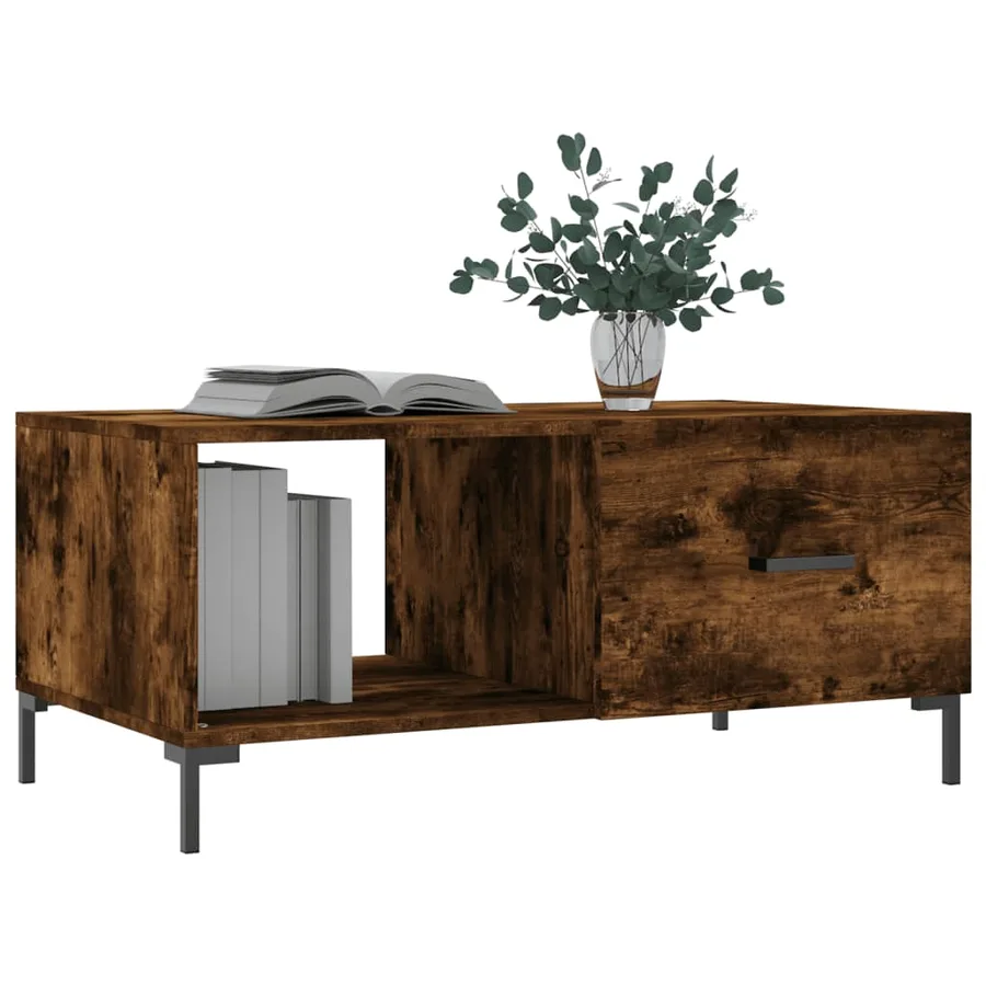 Table basse chêne fumé 90x50x40 cm bois d'ingénierie - 3