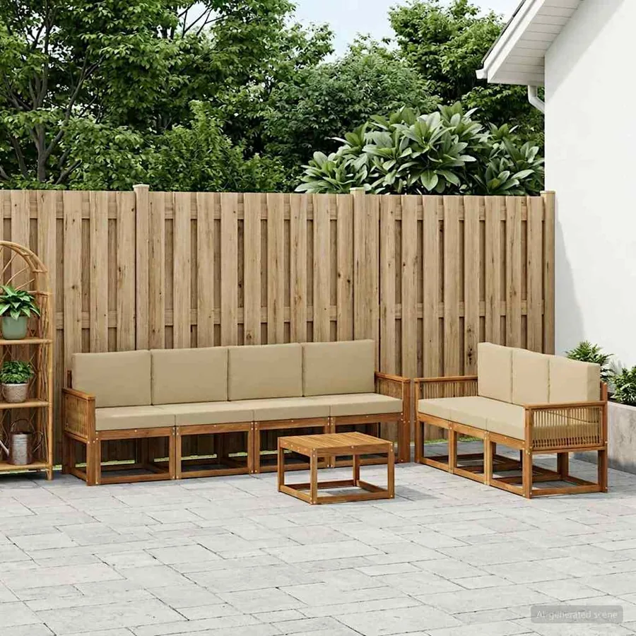 Ensemble de canapés d'extérieur 8 pcs Naturel et Beige