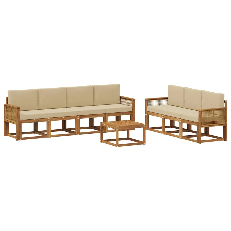 Ensemble de canapés d'extérieur 8 pcs Naturel et Beige - 2