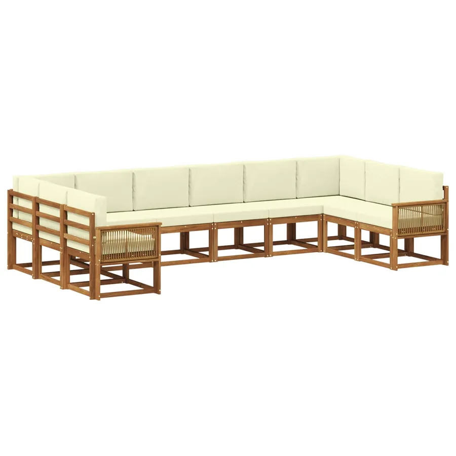 Ensemble de canapés d'extérieur 10 pcs Naturel et Crème - 2
