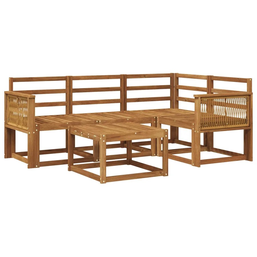 Ensemble de canapés d'extérieur 5 pcs Naturel - 2