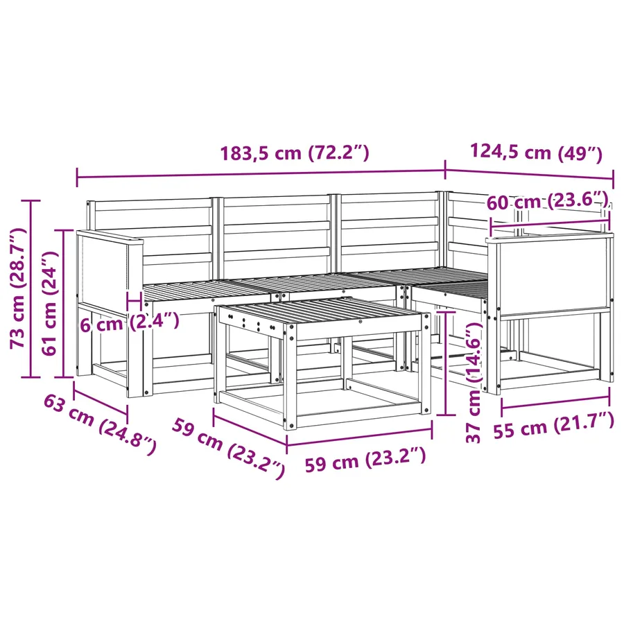Ensemble de canapés d'extérieur 5 pcs Naturel - 8