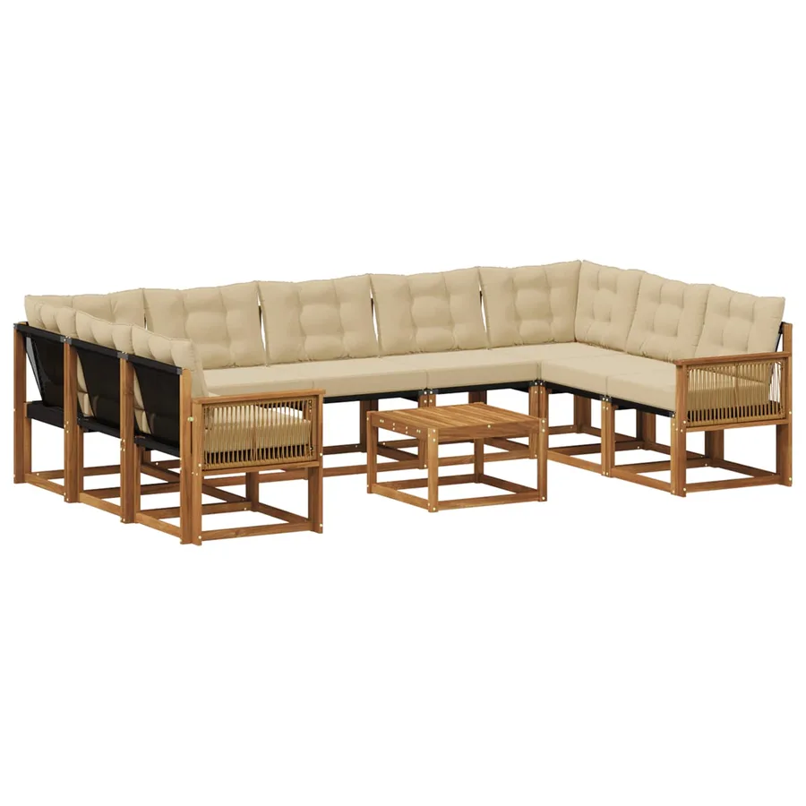 Ensemble de canapés d'extérieur 10 pcs Naturel et Beige - 2