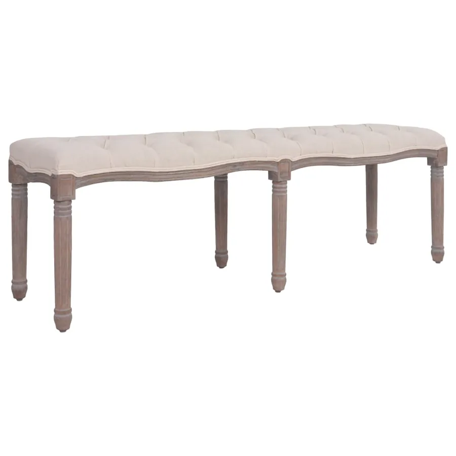 Banc tissu bois massif 150x39,8x48 cm blanc crème