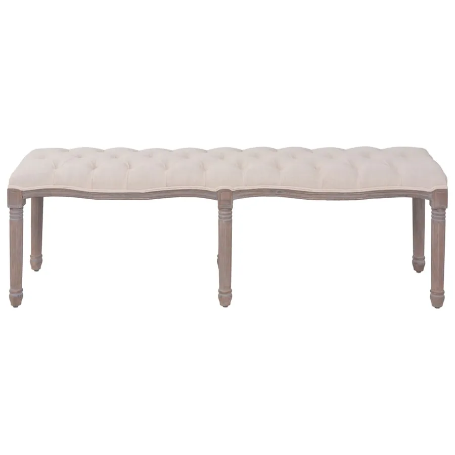 Banc tissu bois massif 150x39,8x48 cm blanc crème - 2