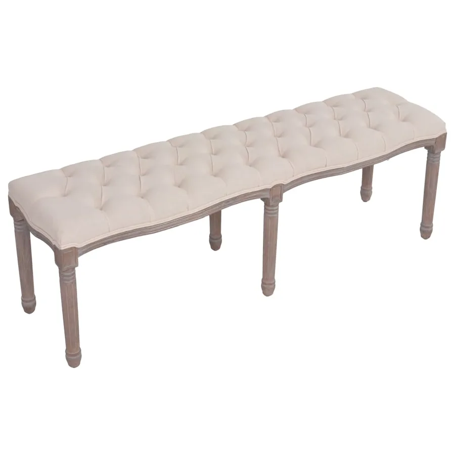 Banc tissu bois massif 150x39,8x48 cm blanc crème - 3
