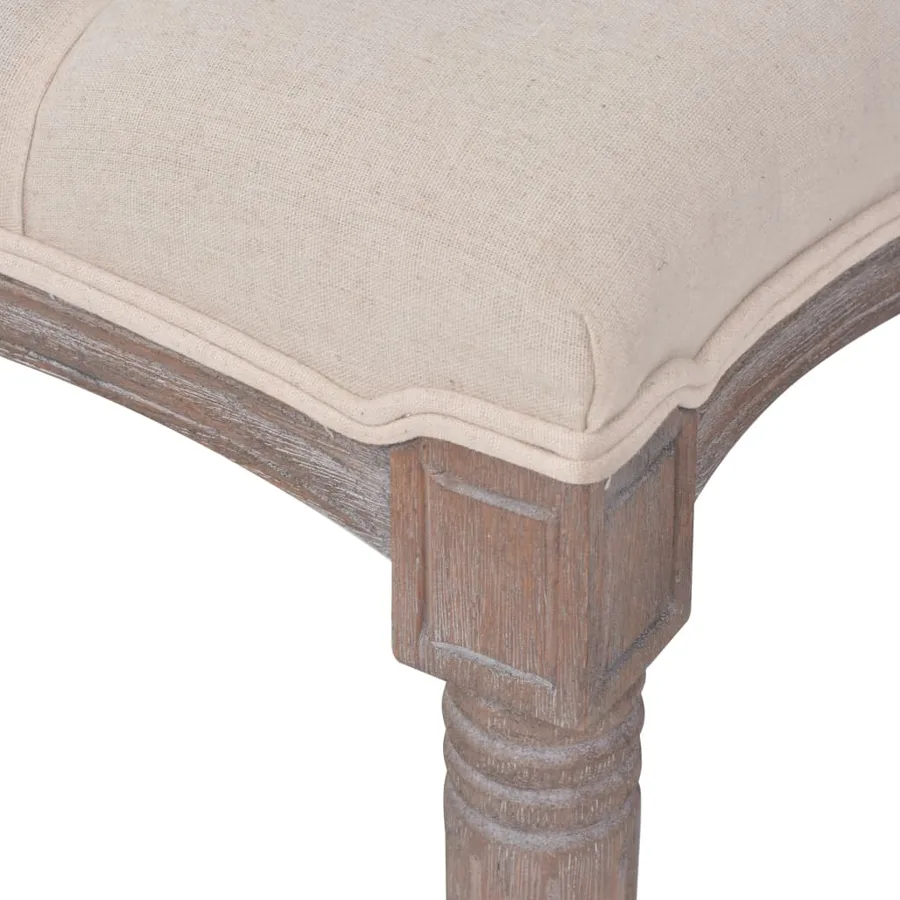 Banc tissu bois massif 150x39,8x48 cm blanc crème - 4