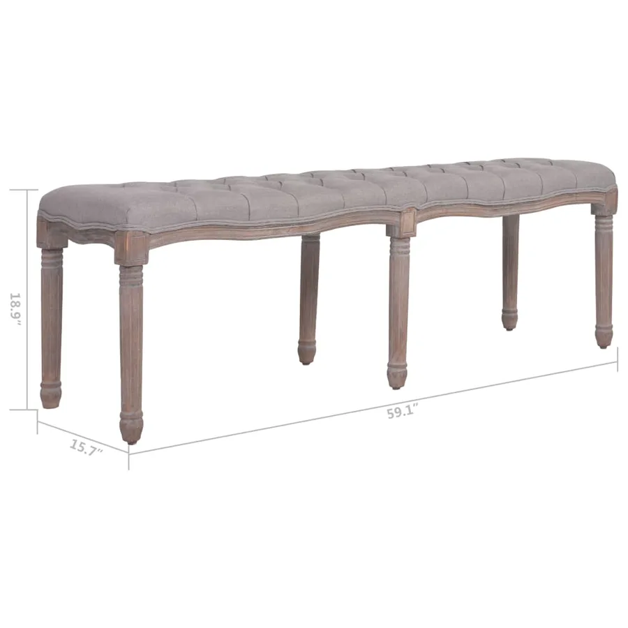 Banc tissu bois massif 150x39,8x48 cm blanc crème - 7