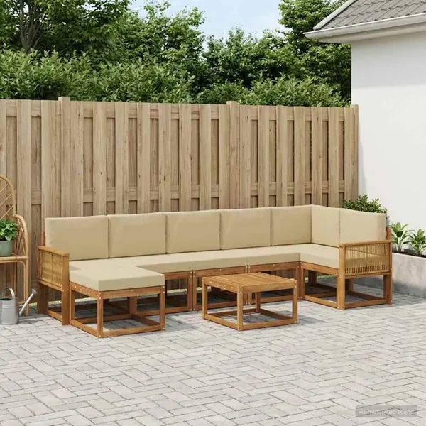 Ensemble de canapés d'extérieur 8 pcs Naturel et Beige