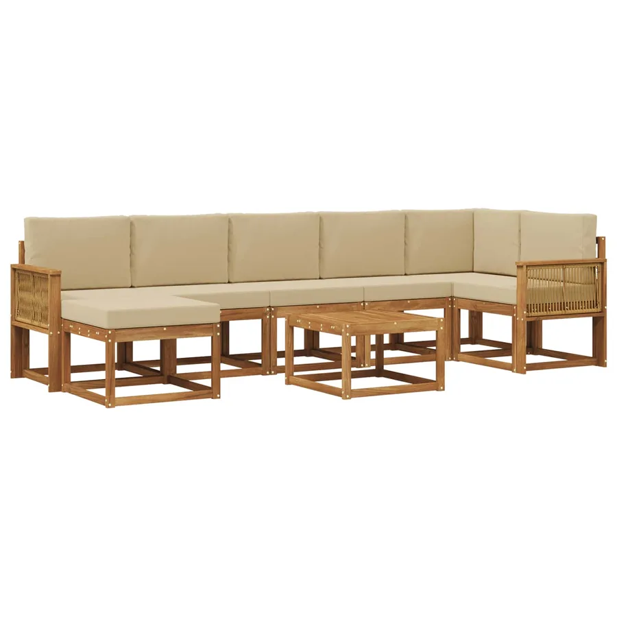 Ensemble de canapés d'extérieur 8 pcs Naturel et Beige - 2