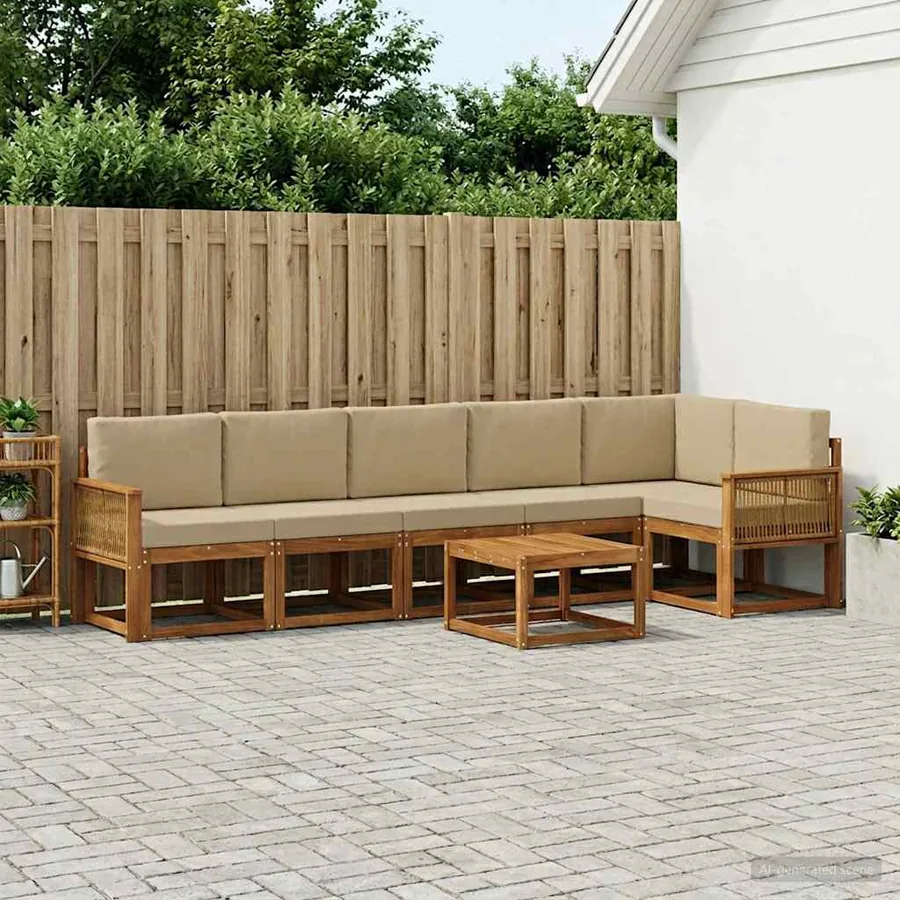 Ensemble de canapés d'extérieur 7 pcs Naturel et Beige