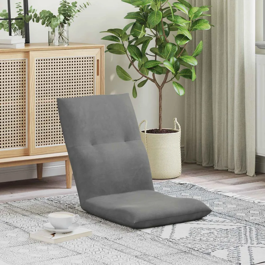 Fauteuil de sol ajustable Gris foncé Velours