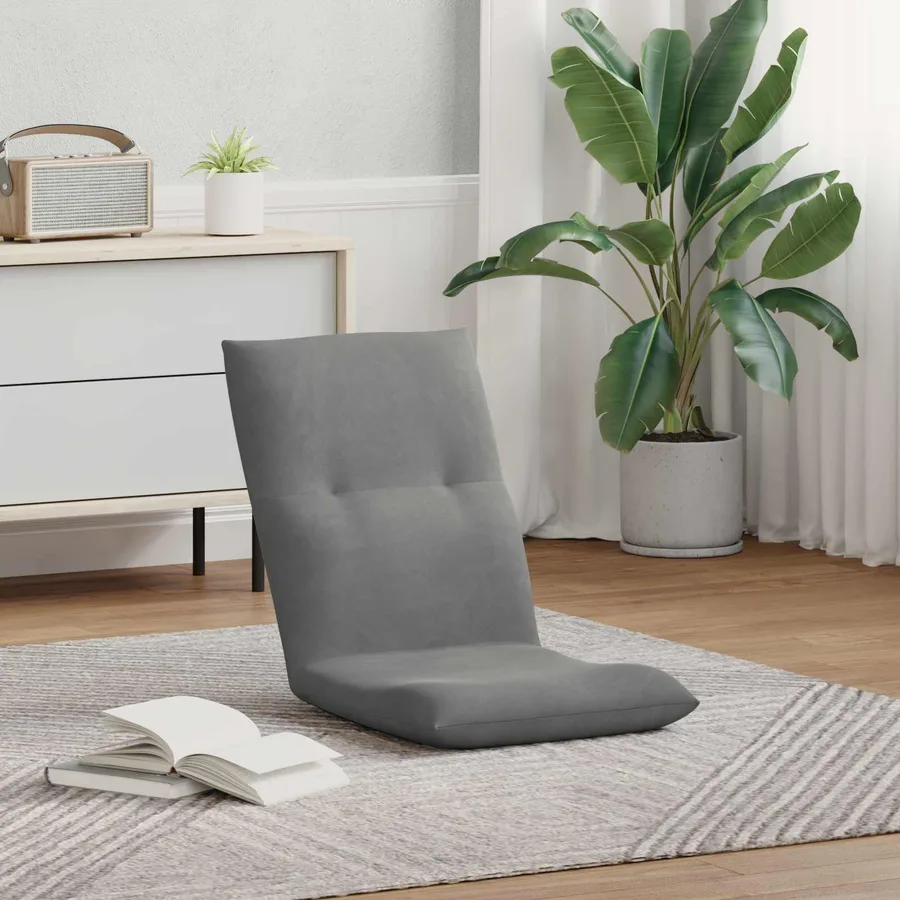 Fauteuil de sol ajustable Gris foncé Velours - 3
