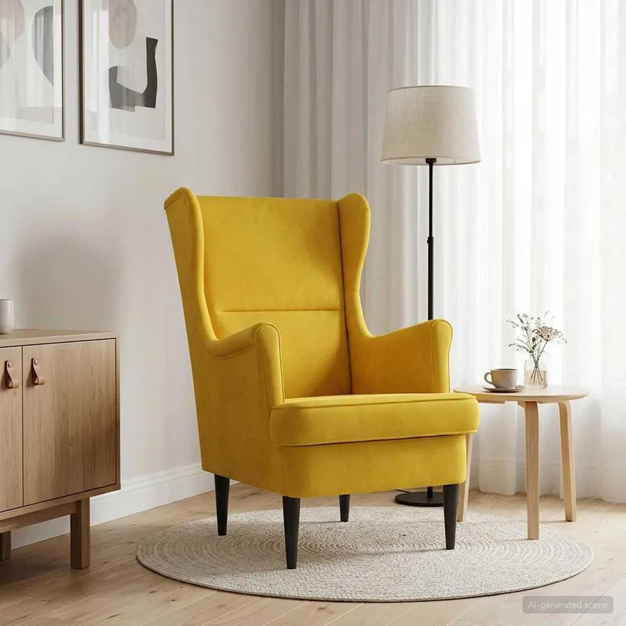 Fauteuil Jaune Velours - 3