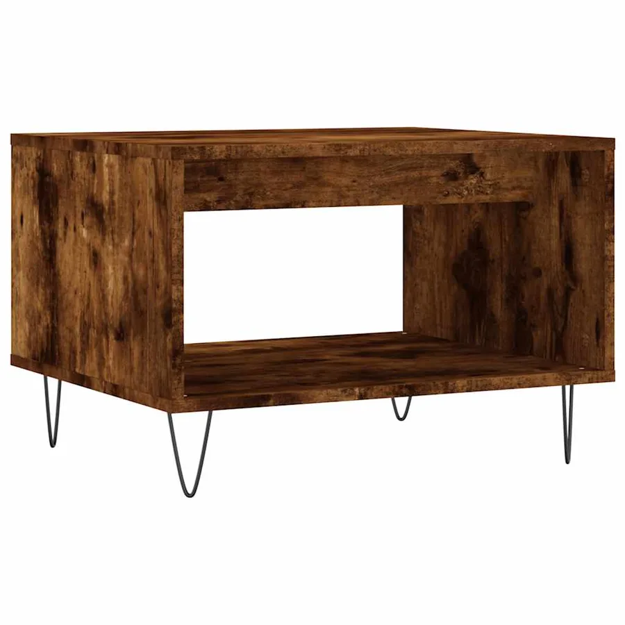 Table basse chêne fumé 60x50x40 cm bois d'ingénierie - 6