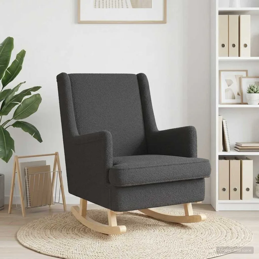 Chaise à bascule Gris foncé 62 x 80 x 85 cm Bouclé - 3