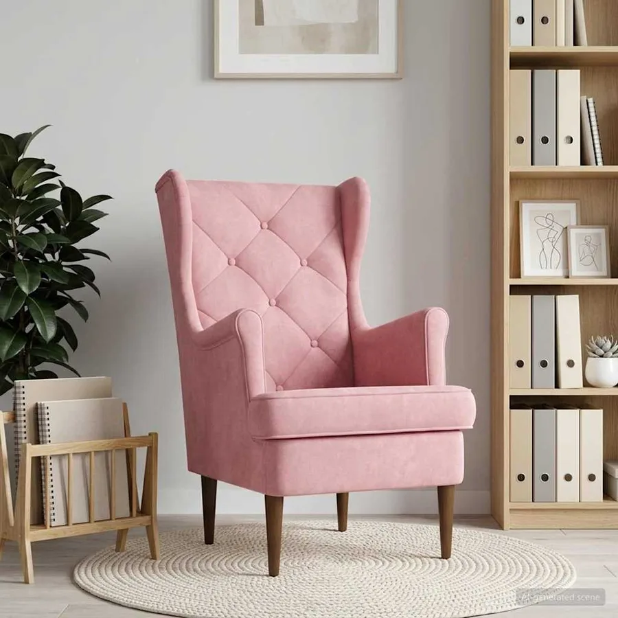 Fauteuil Rose Velours - 3