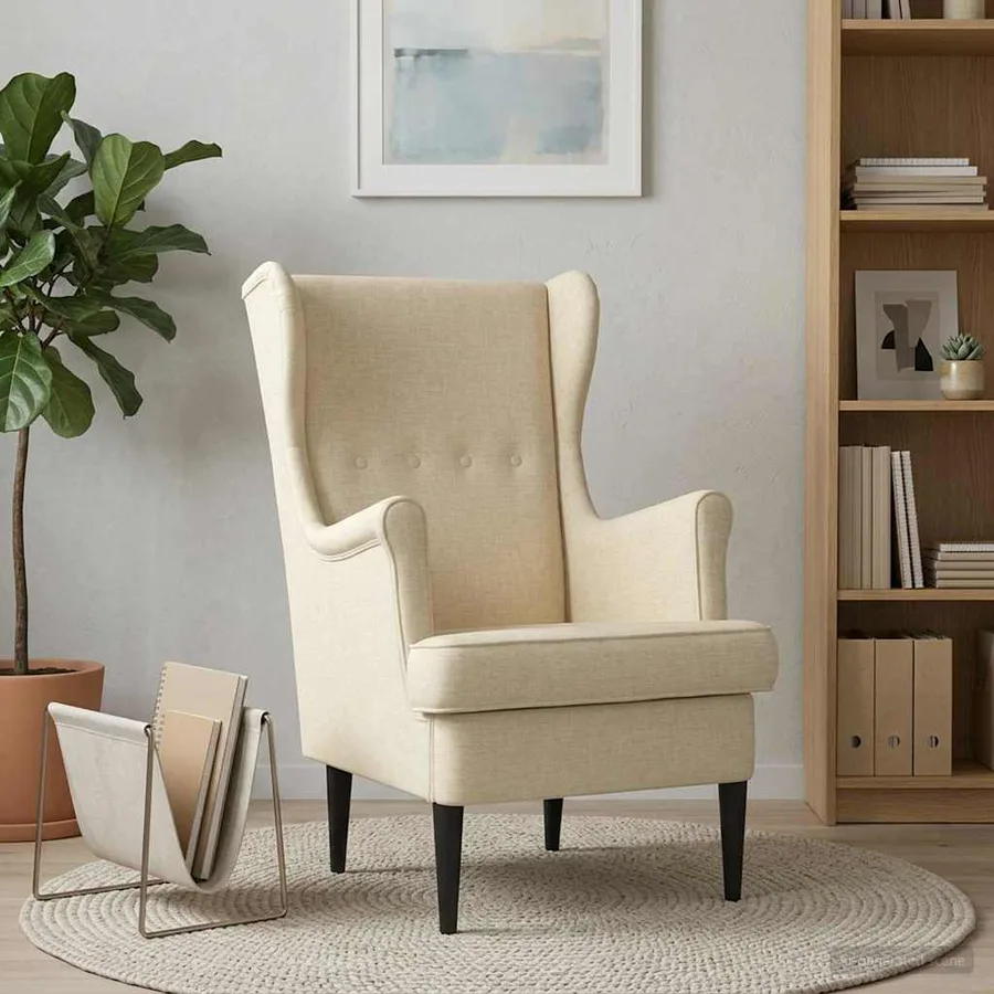 Fauteuil Crème Tissu - 3