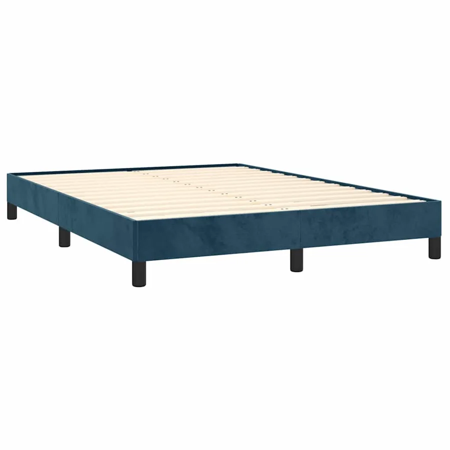 Cadre de lit sans matelas bleu foncé 140x190 cm velours - 3