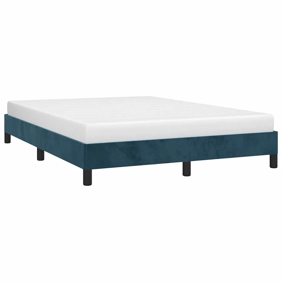 Cadre de lit sans matelas bleu foncé 140x190 cm velours - 4