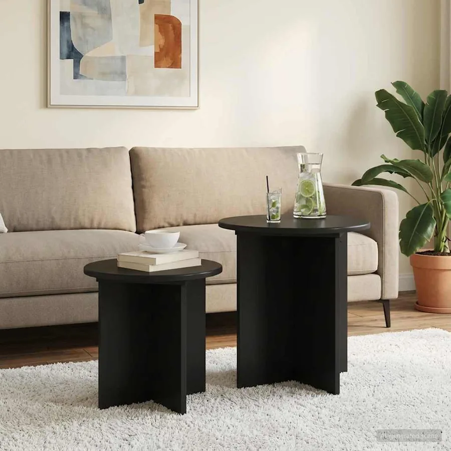 Ensemble de tables d'appoint 2 pcs Chêne noir Bois d’ingénierie
