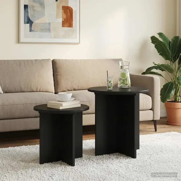 Ensemble de tables d'appoint 2 pcs Chêne noir Bois d’ingénierie