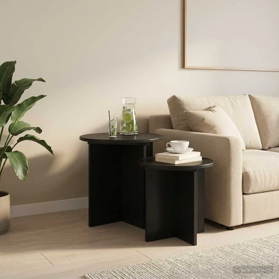 Ensemble de tables d'appoint 2 pcs Chêne noir Bois d’ingénierie - 4
