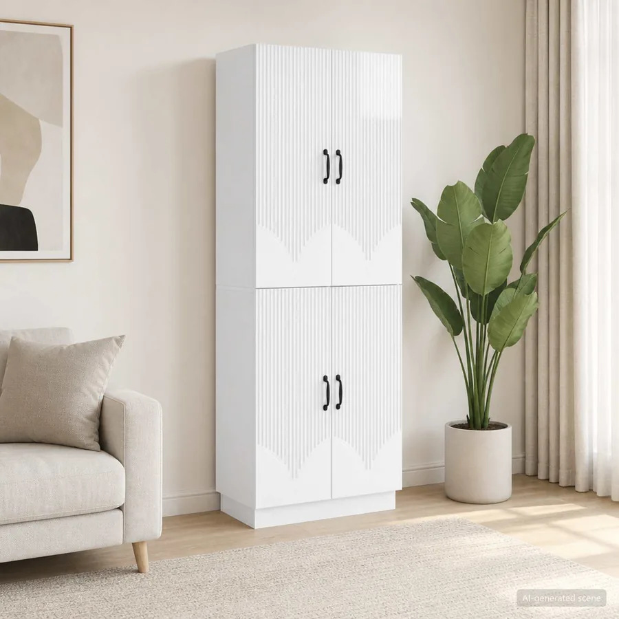 Ensemble de Meubles 2 pcs Blanc brillant Bois d'ingénierie