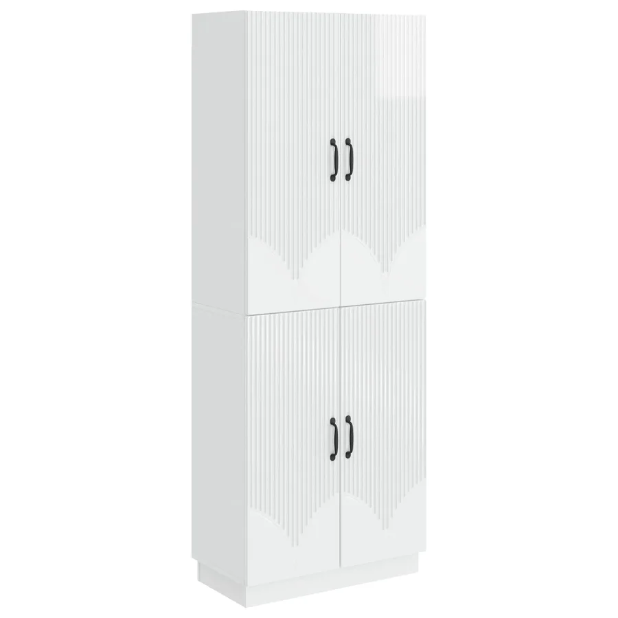 Ensemble de Meubles 2 pcs Blanc brillant Bois d'ingénierie - 2