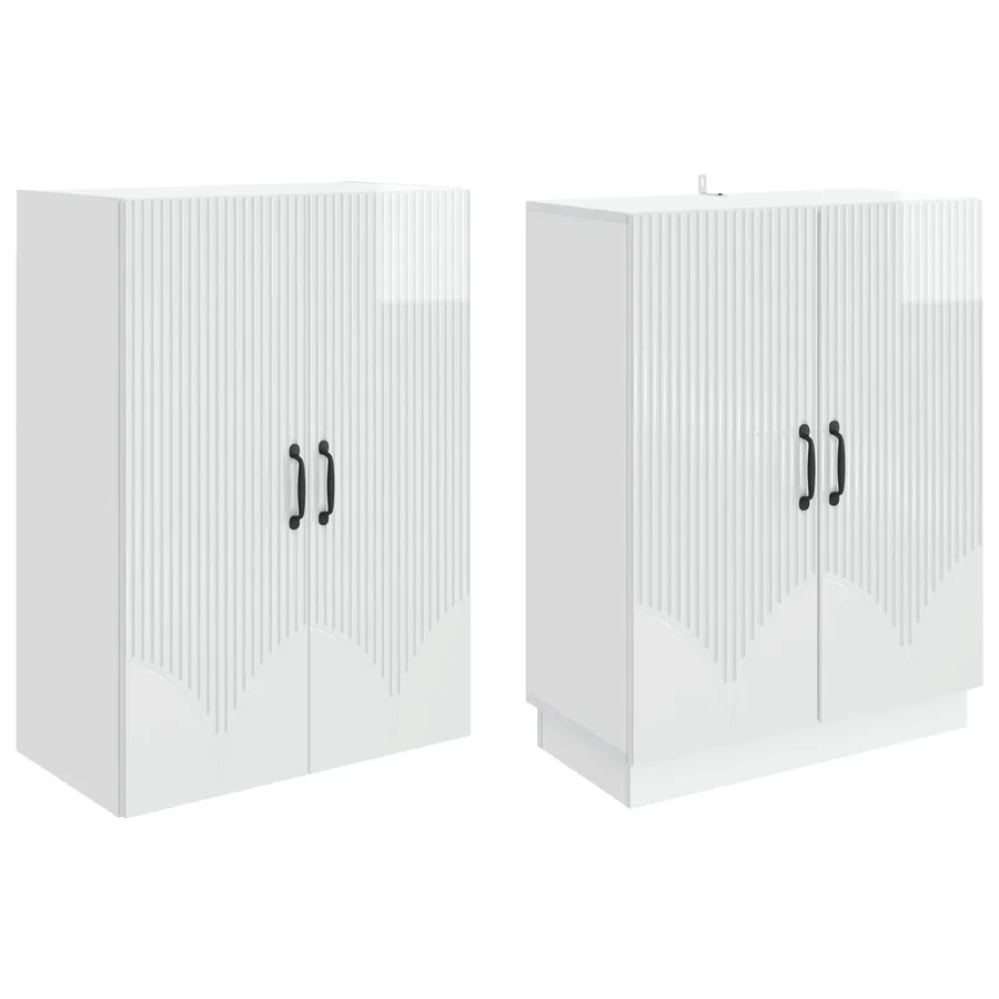 Ensemble de Meubles 2 pcs Blanc brillant Bois d'ingénierie - 4