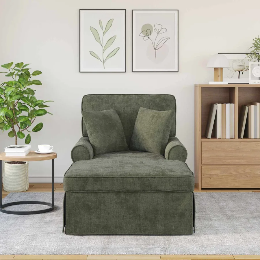 Chaise lounge avec jupe avec coussin Vert 157 x 91 x 91 cm ARES - 3