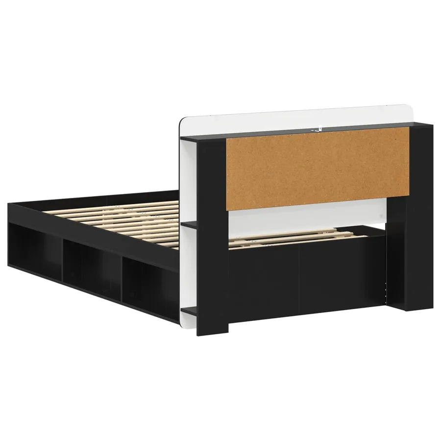 Cadre de lit avec rangement Noir 120 x 190 cm Bois d'ingénierie - 5