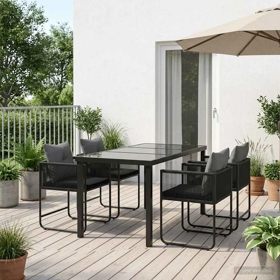 Ensemble de salle à manger pour jardin 5 pcs Noir et anthracite