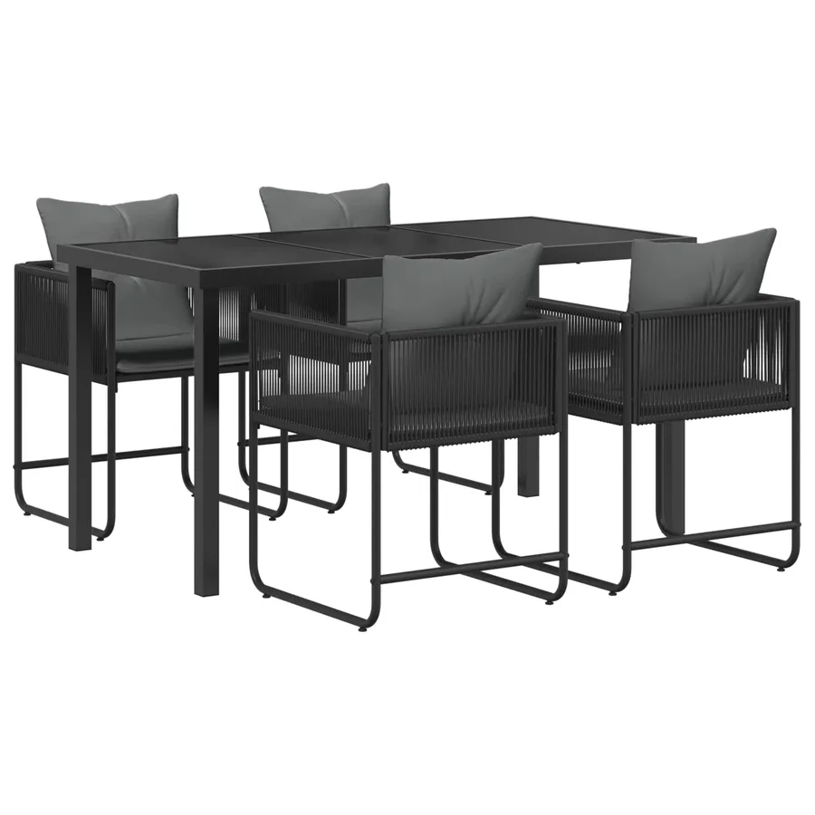 Ensemble de salle à manger pour jardin 5 pcs Noir et anthracite - 2
