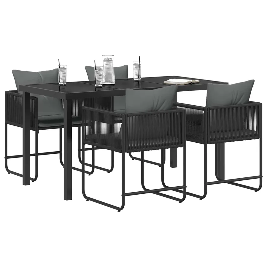 Ensemble de salle à manger pour jardin 5 pcs Noir et anthracite - 3