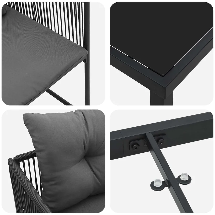 Ensemble de salle à manger pour jardin 5 pcs Noir et anthracite - 7