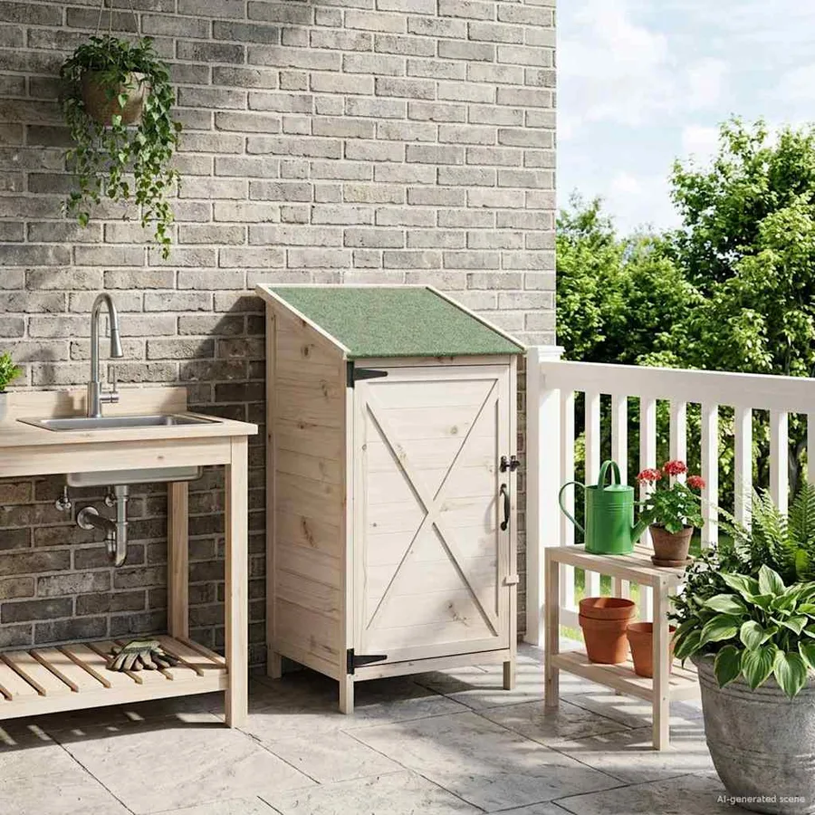 Abri de jardin Blanc 59,5 x 56 x 113,5 cm Bois de Sapin Massif - 3