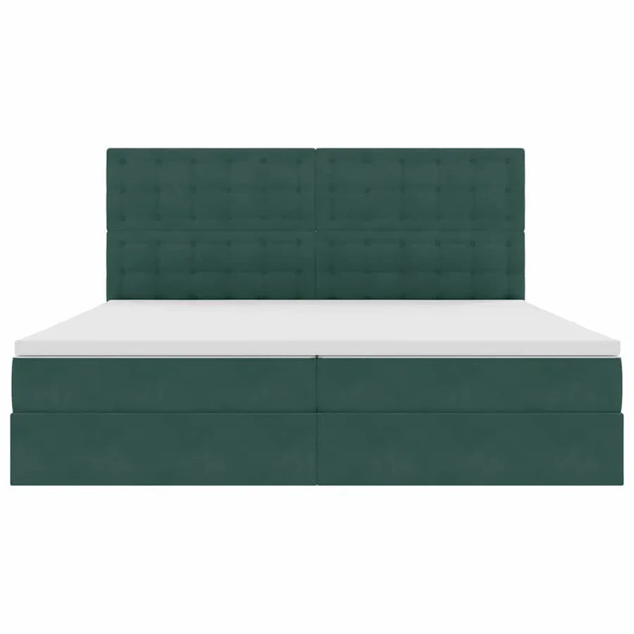 Lit avec rangement et matelas Vert foncé 200 x 200 cm Velours - 7