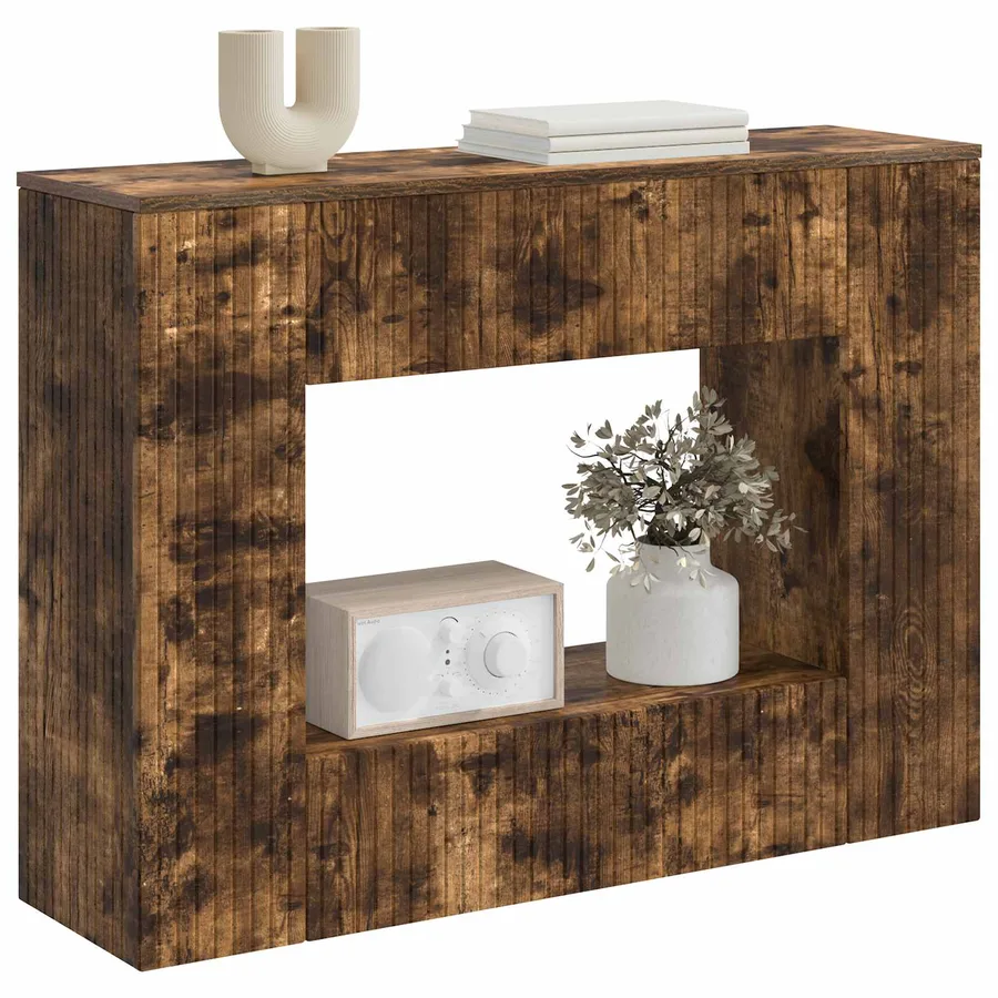 Table console Chêne Fumé 101 x 29 x 74 cm Bois d’ingénierie - 3