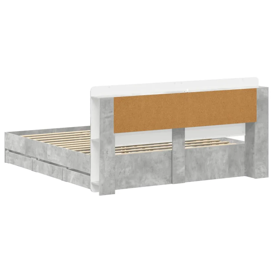 Cadre de lit avec rangement Gris béton 180 x 200 cm - 6