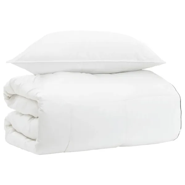 Ensemble de Duvet Blanc 155 x 200 cm Coton, Bambou, Polyester