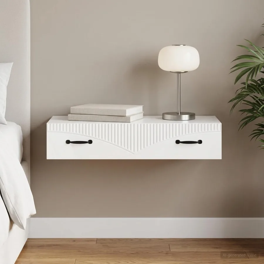 Table d'appoint murale Blanc brillant 87,5 x 34,5 x 17 cm