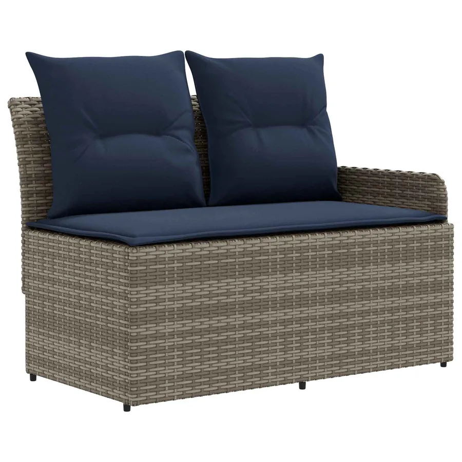 Ensembles de meubles 5 pcs Gris et bleu marine Rotin PE - 5