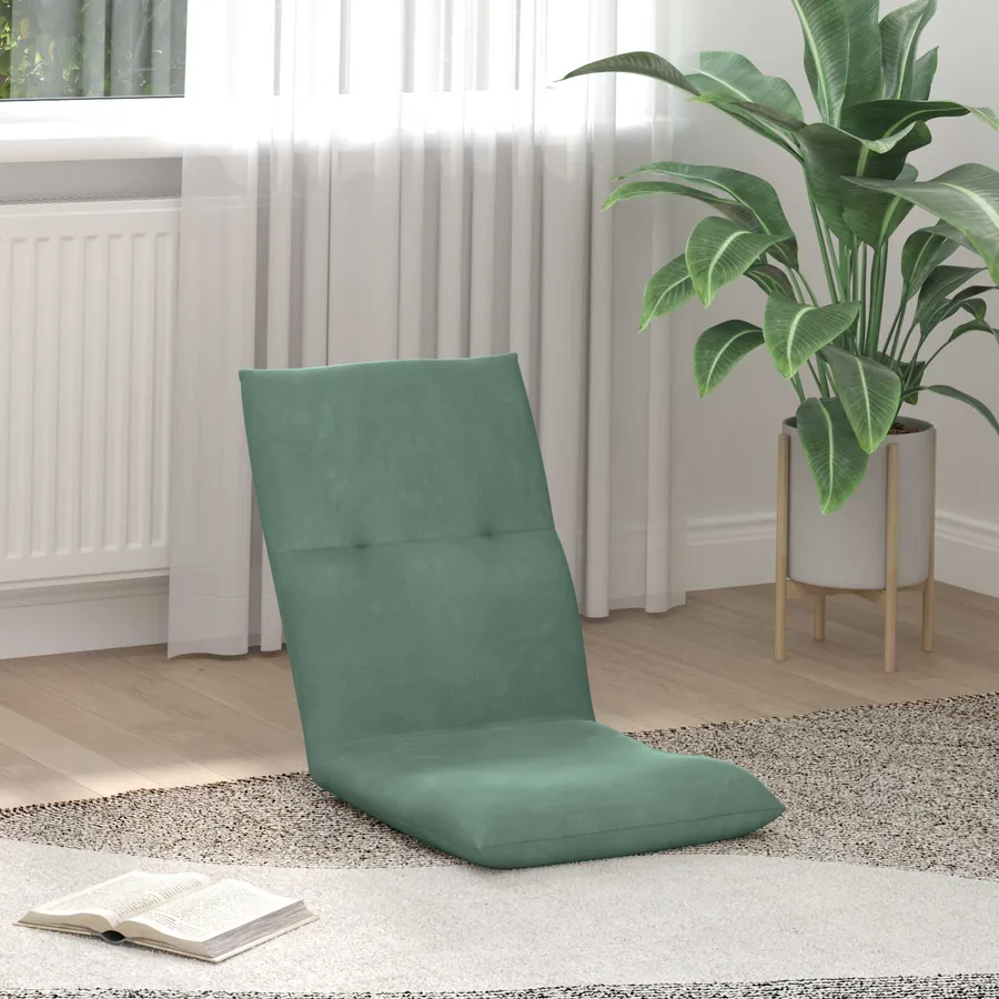 Fauteuil de sol ajustable Vert Mer Velours
