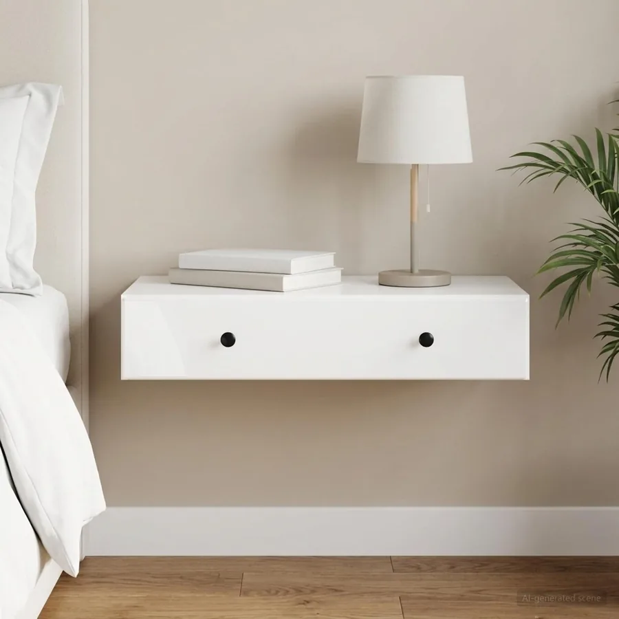 Table d'appoint murale Blanc brillant 87,5 x 34,5 x 17 cm