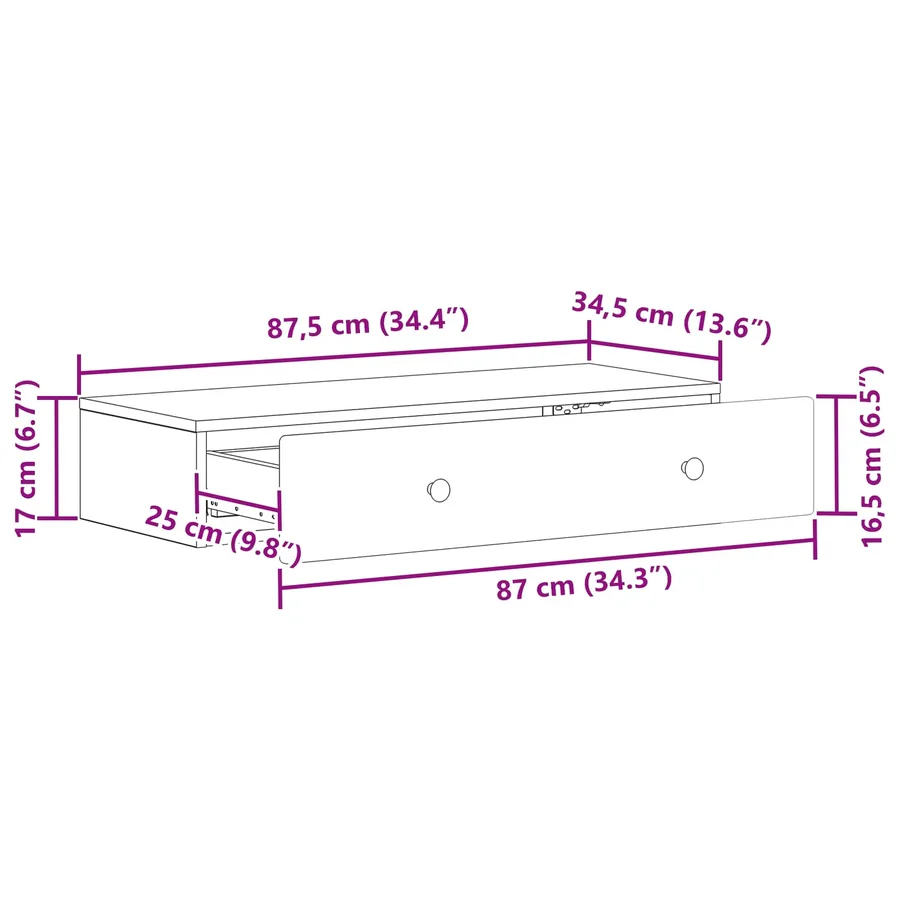 Table d'appoint murale Blanc brillant 87,5 x 34,5 x 17 cm - 10